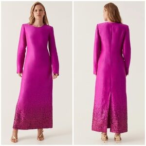 Aje Reflection Sequin Maxi Dress Magenta NWT
